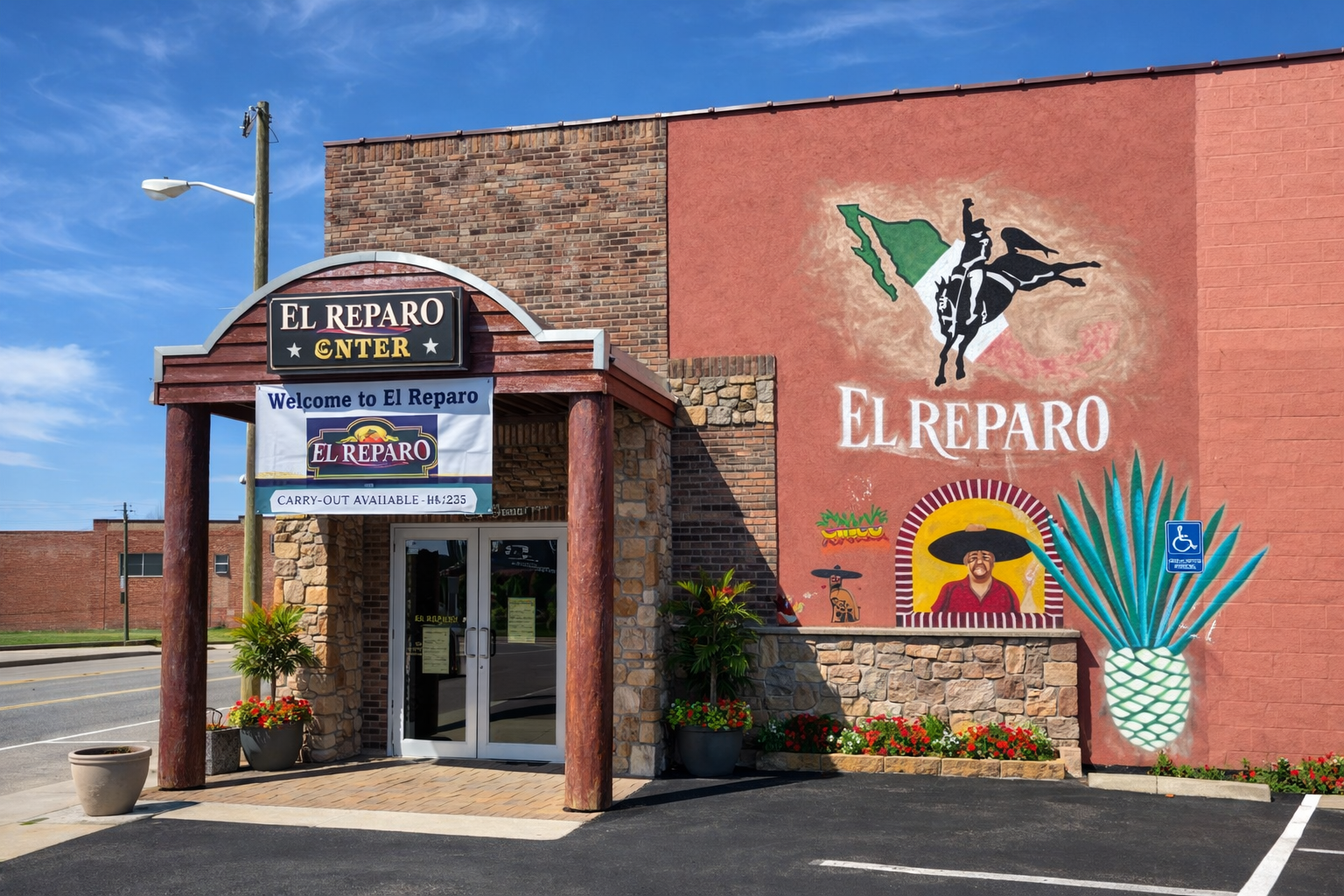 El Reparo Mexican restaurant exterior building in Liberty Indiana